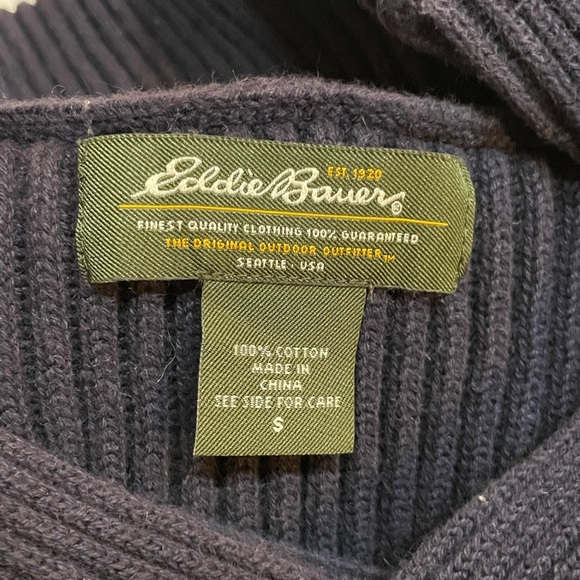 Eddie Bauer Blue and Gray Turtleneck Sweater Size S 100% Cotton - Picture 4 of 10